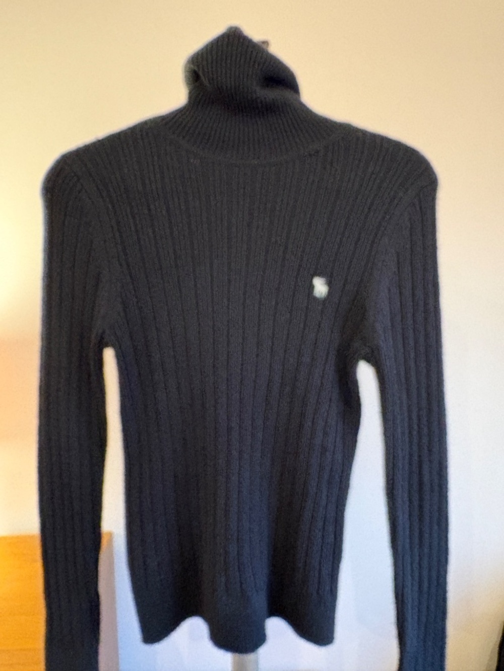 Abercrombie & Fitch Black Ribbed Turtleneck Sweater Logo Women's M
